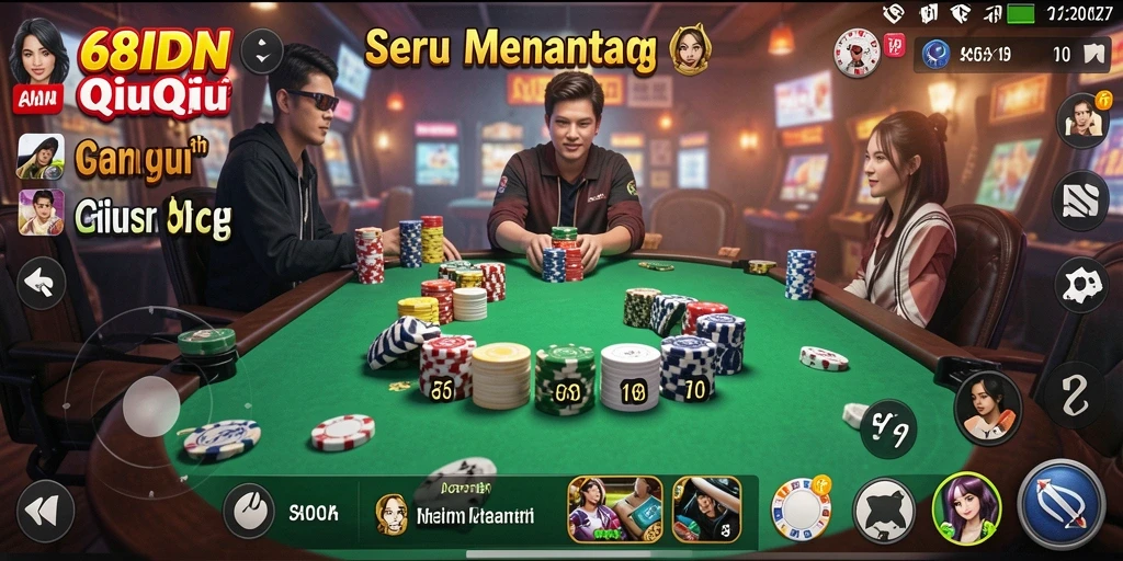 Tampilan menarik dari gameplay QiuQiu di 68IDN.