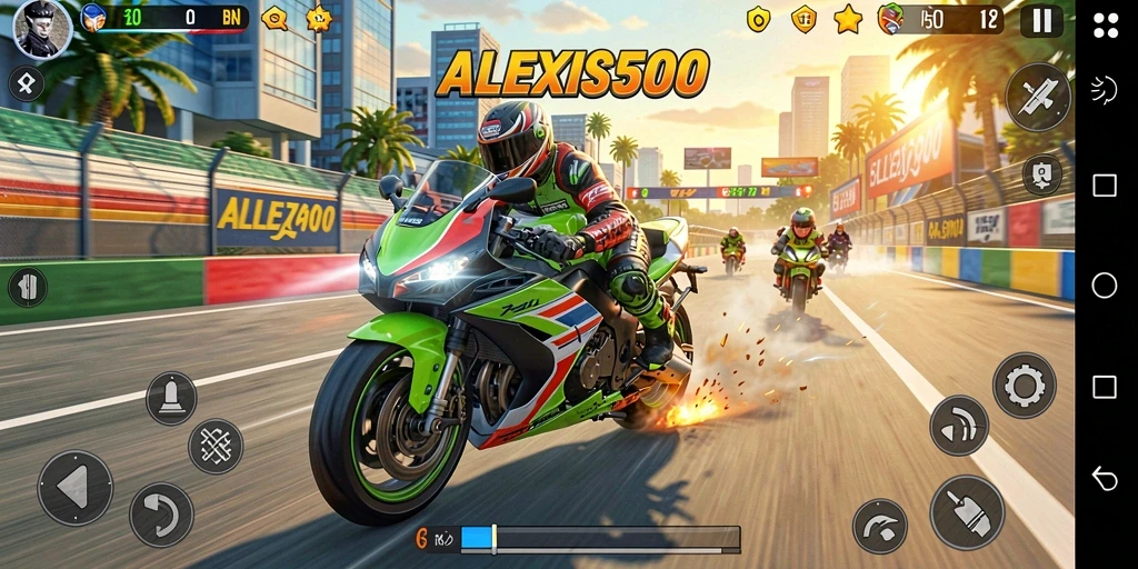 Gameplay seru balapan motor di ALEXIS500.