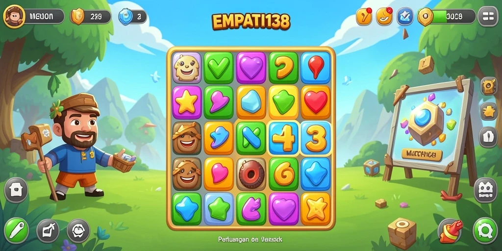 Screenshot menunjukkan gameplay menarik di EMPATI138 dengan kombinasi Match-3.