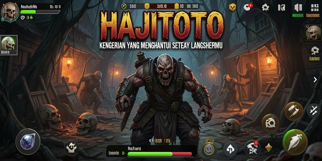 Screenshot gameplay HAJITOTO menampilkan suasana Horror yang mencekam.