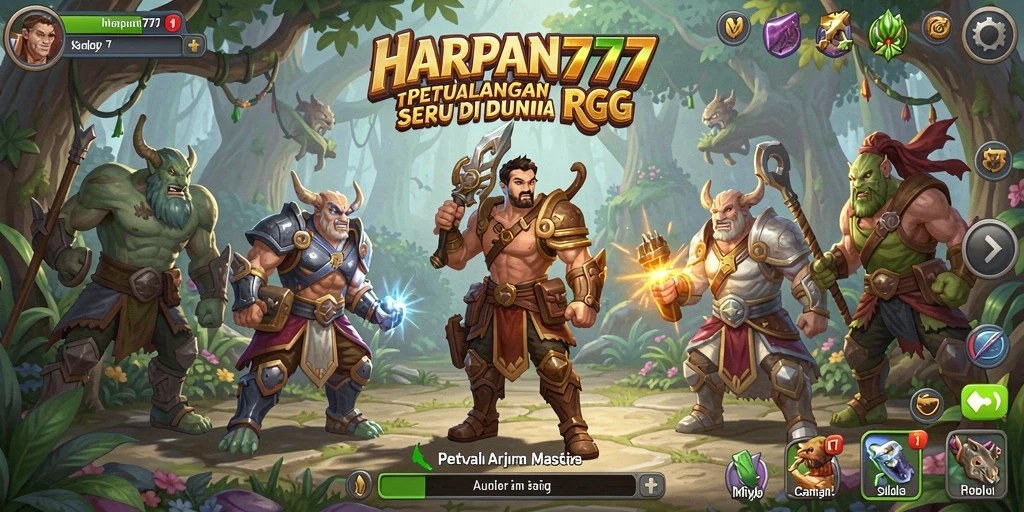 Tangkapan layar gameplay HARAPAN777 yang menunjukkan pertempuran seru di dunia RPG.