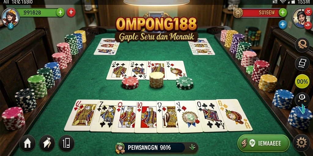 Tampilan gameplay Gaple yang menegangkan di OMPONG188.